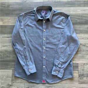 UNTUCKit Button Up Shirt Size Men's LARGE Slim Fit Blue 100% Cotton